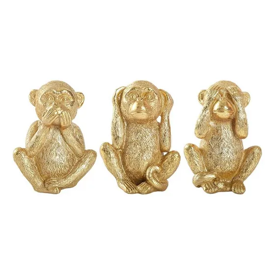 Escultura De Resina De Oro De Tres Monos Sabios, No Veas [u]