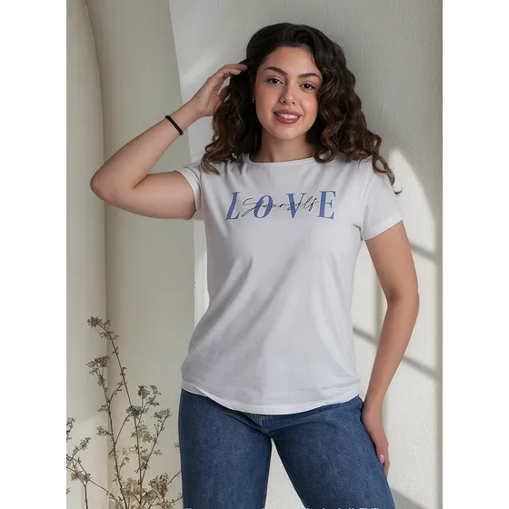 Remera Basica Love Yourself Algodon Mujer