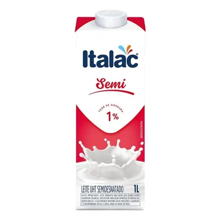 Leite Semi-desnatado Uht Longa Vida 1l C/ Tampa 12un Italac