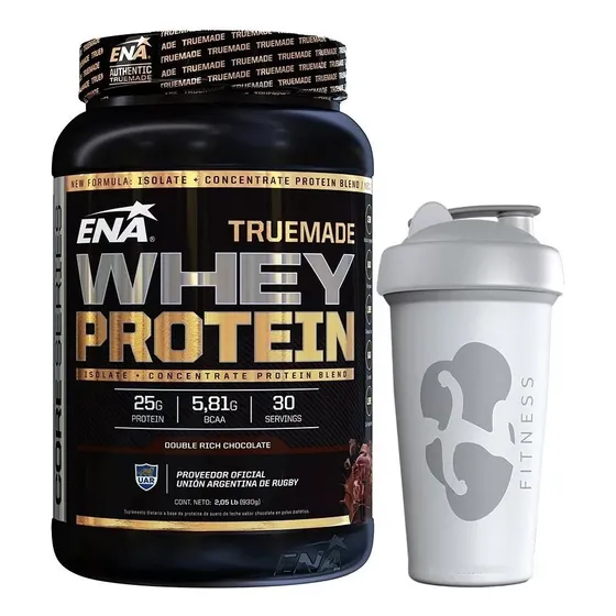 Ena True Made Whey Protein 2 Lb Sabor Chocolate + Vaso Shaker 600ml