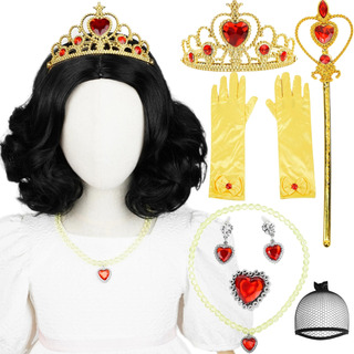 Conjunto De Peluca De Princesa Rizada Negra Para Niños Conjunto De Peluca De Princesa Rizada Negra Para Niños