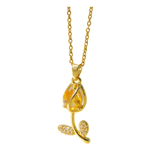 Collar Flor Tulipán Elegante Lujo Joyería Mujer Caja Regalo