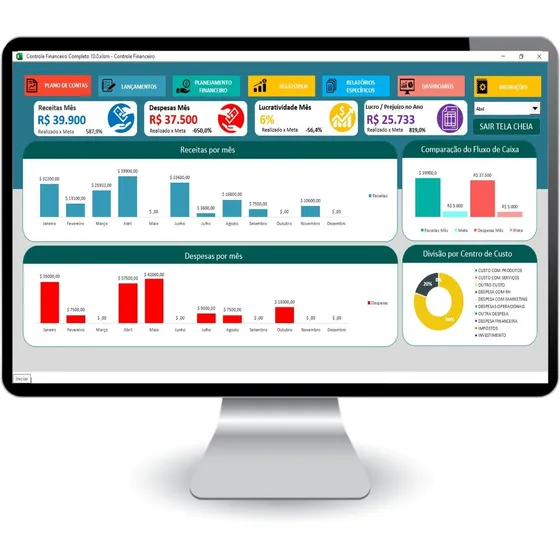 Controle Financeiro Dashboard Dre Excel + Bonus
