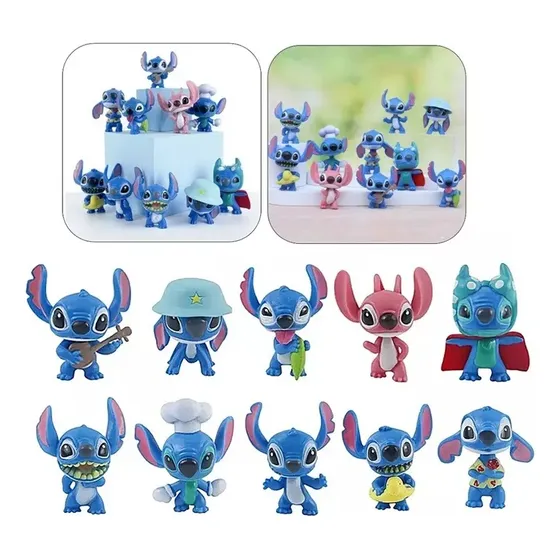 Set 10 Figuras Stitch De Disney Juguete Muñecos Kawaii