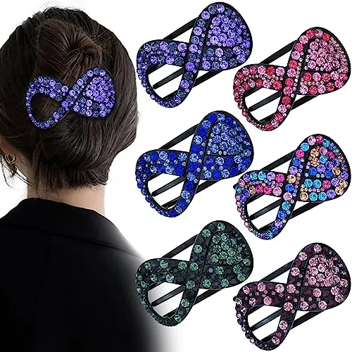 6 Pcs Rhinestone French Concord Clips De Pelo Plano, Rhppv