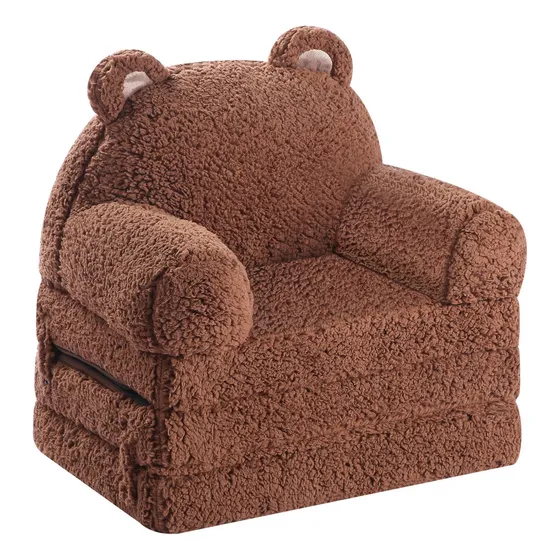 Momcaywex Niños Plegables Sofa, Sherpa Teddy Bear 8jgsj