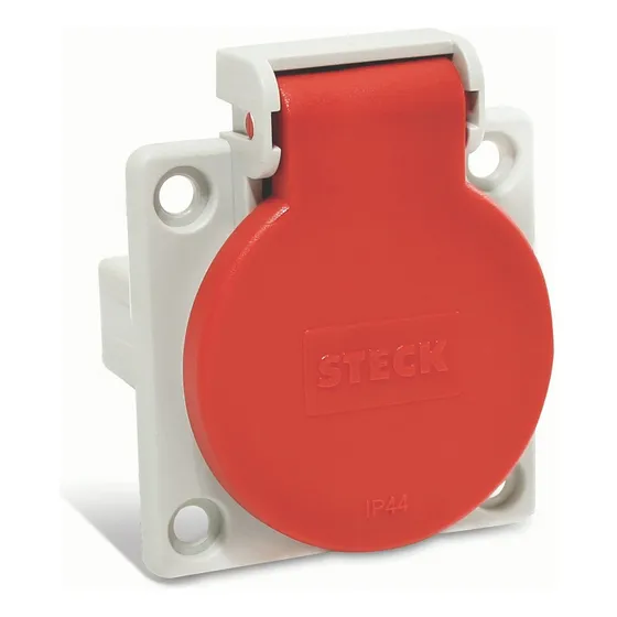 Tomada 2p+t De Embutir Quasar 20a 250v Com Tampa Vermelho