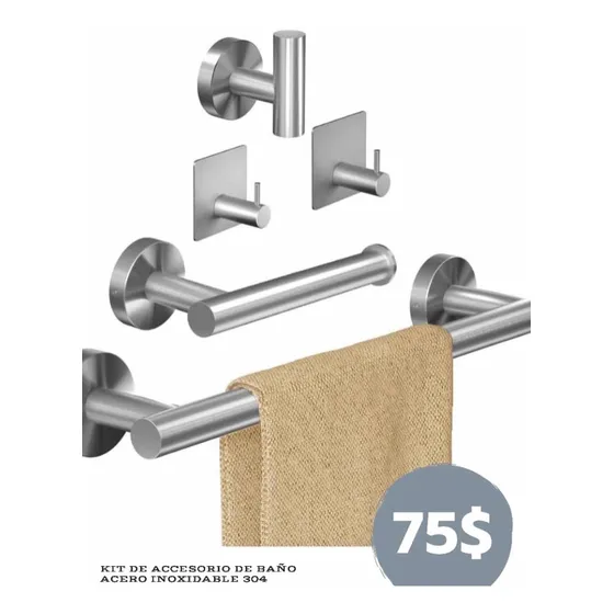 Juego Kit Accesorios De Baño Acero Inoxidable Moderno