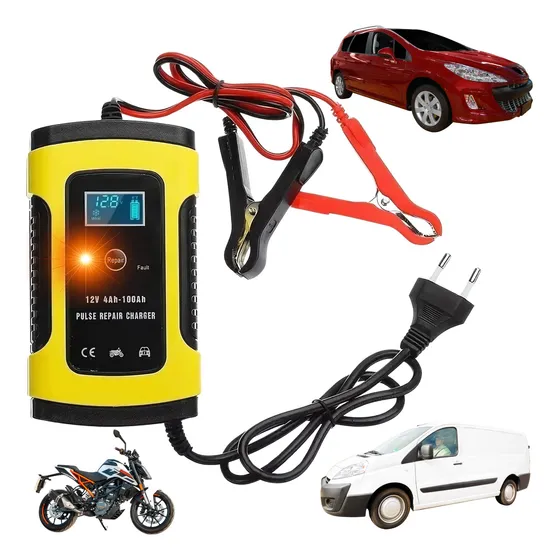 Cargador De Baterías De Autos Motos 12v Portátil Automático