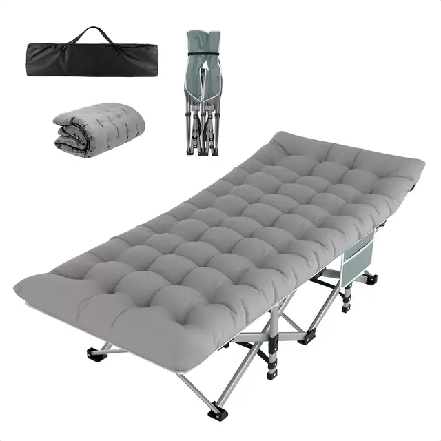 Catre Plegable Acampar Portátil Campismo Con Colchón Color Gris