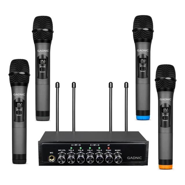 X4 Micrófonos Inalámbricos Gadnic Bt408 Para Karaoke 150mts
