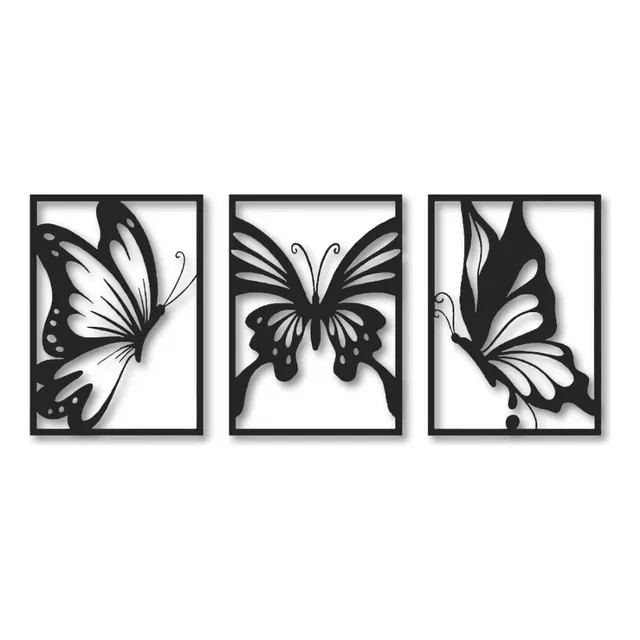 Cuadro Decorativo Tríptico Mariposas 40x95cm. Tr-010