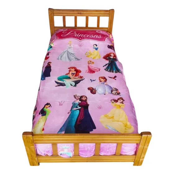 Manta Polar Princesas 1 Plaza Y 1/2 Frozen Sirenita Regalo