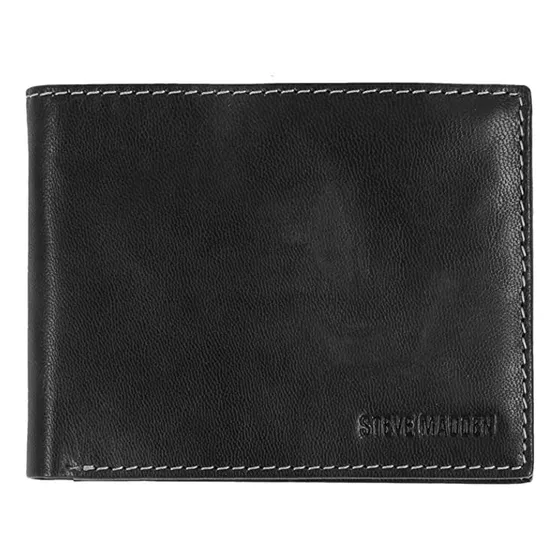 Steve Madden Cartera De Piel Para Hombre Color Negro
