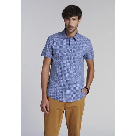 Camisa Estampada Rombo F Azul Ss2025 Ferouch
