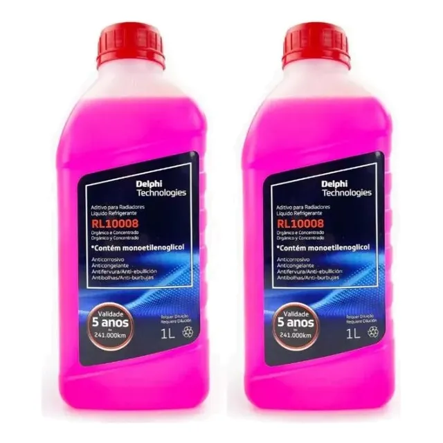 Kit 2 Aditivo Radiador Concentrado Rosa Orgânico Delphi 1l