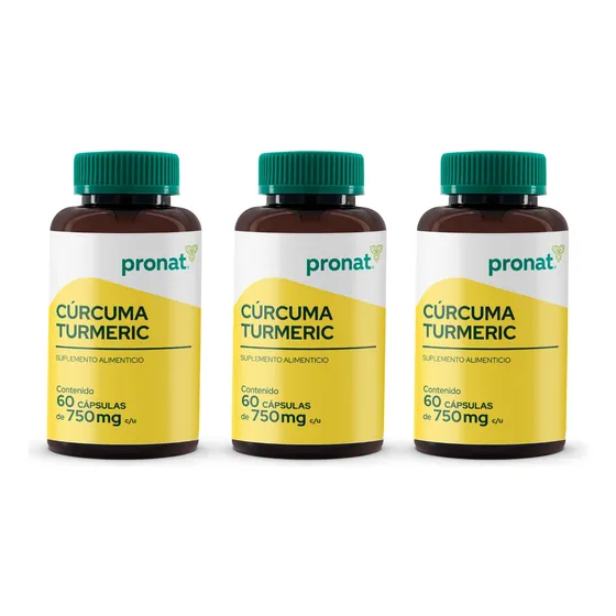 Kit 3 Piezas Suplemento Curcuma Turmeric (60 Caps)  Pronat