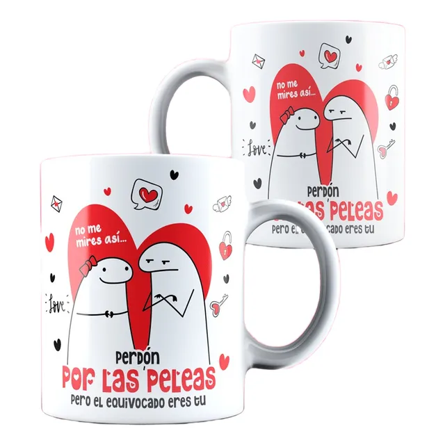 Taza De Amor De Flork Con Frase Humor Perdón Por Las Peleas