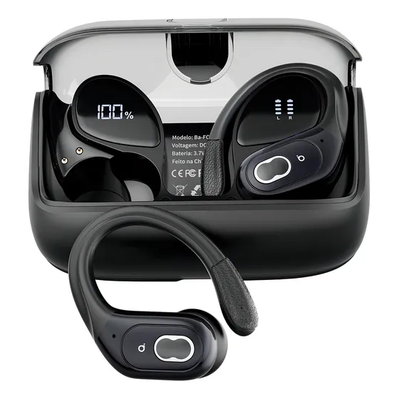 Fone De Ouvido Bluetooth Corrida Gancho Prova D'água Com Gan Cor Preto