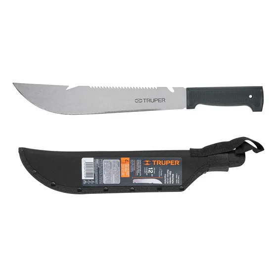 Machete De Acero Tipo Rambo 12  31cm Funda Truper 15870