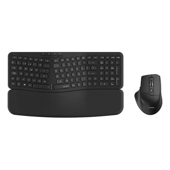 Combo 2en1 Inalambrico Actek Mk650 Ergonomico 2.4mhz 1600dpi Mouse Negro Teclado Negro