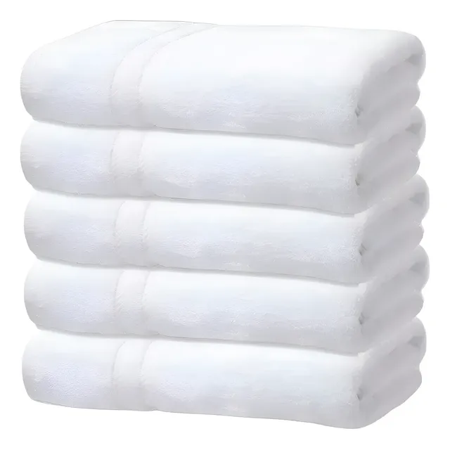 Kit 5 Toalhas Banho Gigante Grossa Hotel Luxo 75x150cm 480g Branco