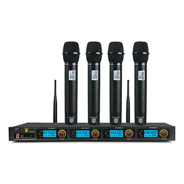 Sistema Inalámbrico De Micrófono Uhf De 4 Canales Con 4 Micr