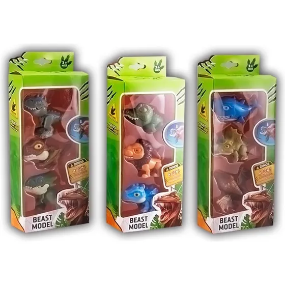 Juguete Dinos Y Animales Bestias X3 Muerden Coleccionables
