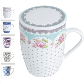 Caneca De Porcelana Com Tampa E Filtro P/chá Café 310ml Lyor Caneca De Porcelana Com Tampa E Filtro P/chá Café 310ml Lyor