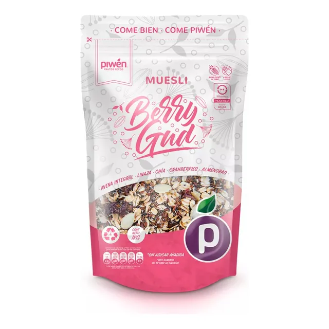 Piwén Muesli Berry Gud 1kg Granola S/azúcar, Cereal De Avena