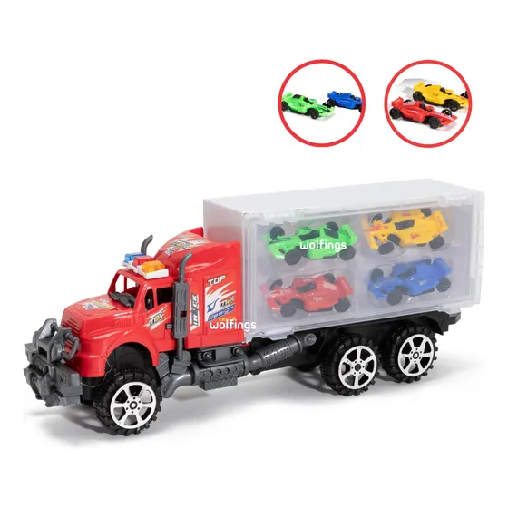 Camion A Friccion De Juguete Porta Autitos + 4 Autos Juego