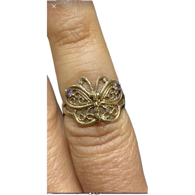 Luli Anillo Oro Bajo Mariposa Filigrana Circonias Falange