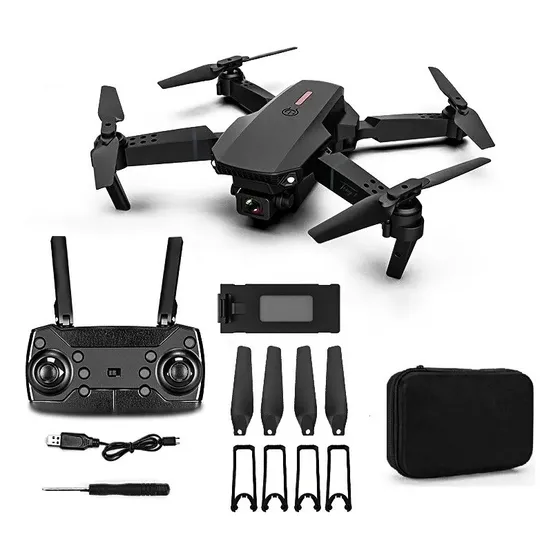 Cámara Infantil Drone E88 Para Principiantes Hd1080mp Wifi Color Negro