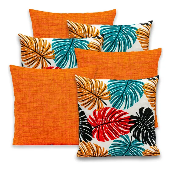 6 Capas P/ Almofadas Estampadas Florais C/ Zíper 40x40