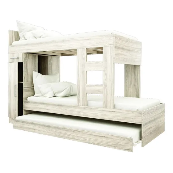 Cama cucheta/nido doble Muebles Orlandi Triple 1 plaza color abedul fabricada en mdf