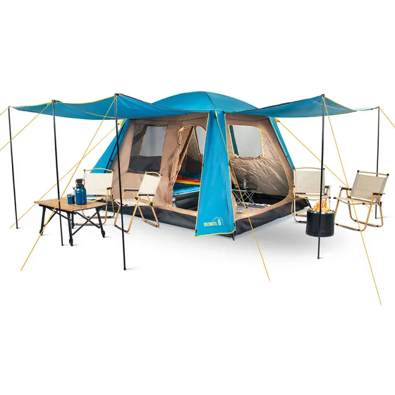 Carpa Camping Dolomites 6 Discovery, 6 Personas Techo Largo Color Azul petróleo