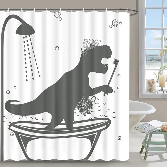 Likiyol Cortina Ducha Dinosaurio Para Niño Divertida 12 Baño