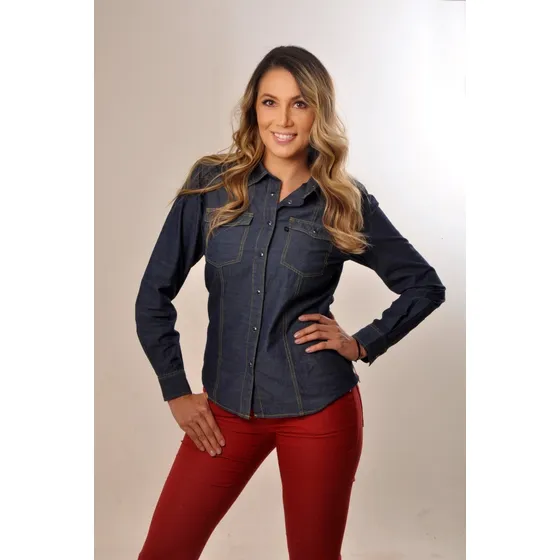Camisa Denim Light  Blue Manga Larga Ref: Ml17-91