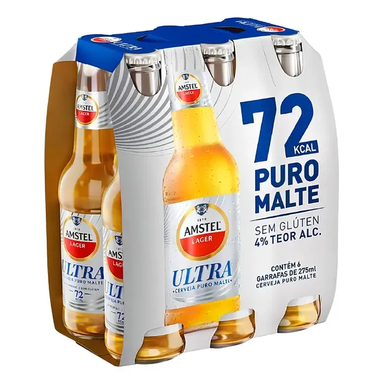 Cerveja Amstel Ultra Garrafa 275ml Pack 6 Unidades