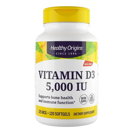Suplemento, Vitamina D3 De Healthy Origins, 5000 Ui, 120 Cáp
