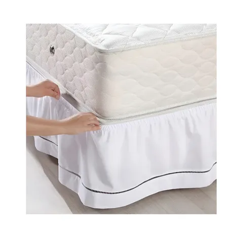 Saia P/ Colchao Casal Padrao Cama Box Ponto Palito 100% Algd Cor Branco