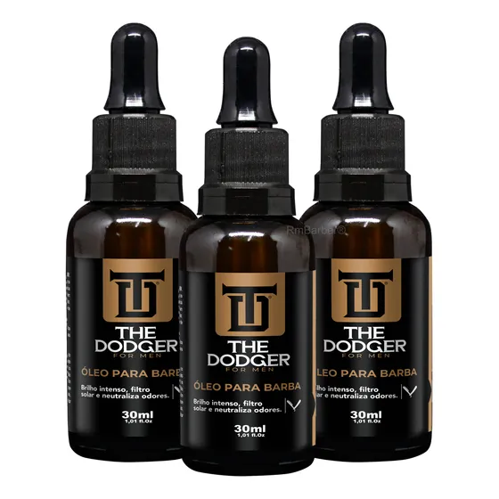 3 Óleo Pra Barba The Dodger 30ml Barba Macia E Sem Frizz
