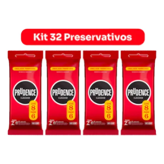 Camisinha Preservativos Lubrificado Prudence 32 Un - Kit 4x8