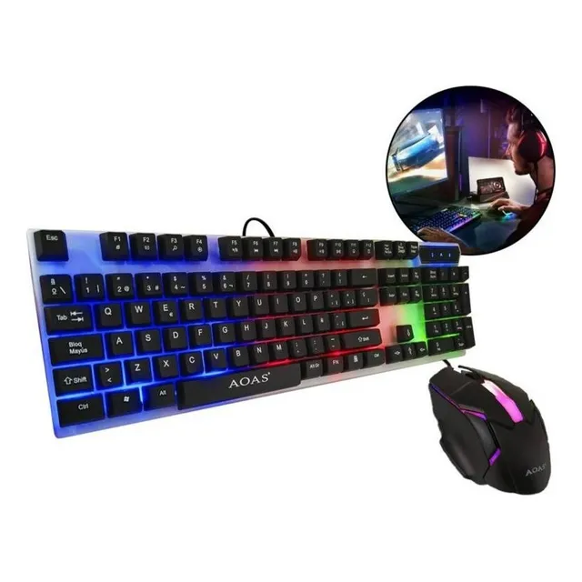 Pack Teclado Mouse Kit Gamer Led Rgb Retroiluminado Mecánico