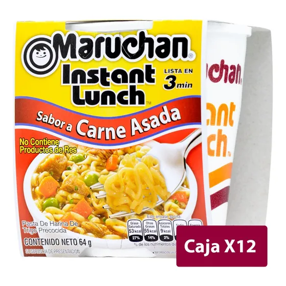 Maruchan Instant Lunch Carne Asada 12 Unidades