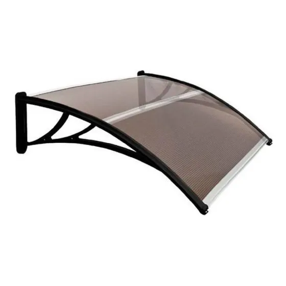 Alero Policarbonato Transparente Y Soporte Negro 1.0 X 0.6 M
