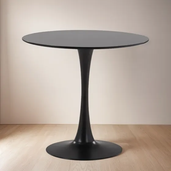 Mesa Laqueada Comedor Cocina Tulip Redonda 120cm Blanco/negr