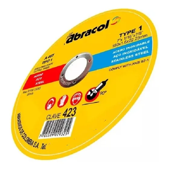 Disco De Corte Metal 7  Corte Fino Abracol Acero Inoxidable
