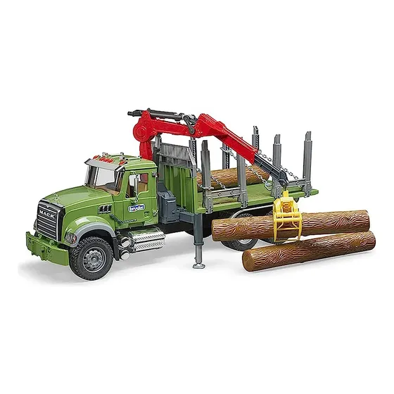 Camion Mack Granite C/grua + 3 Troncos Bruder