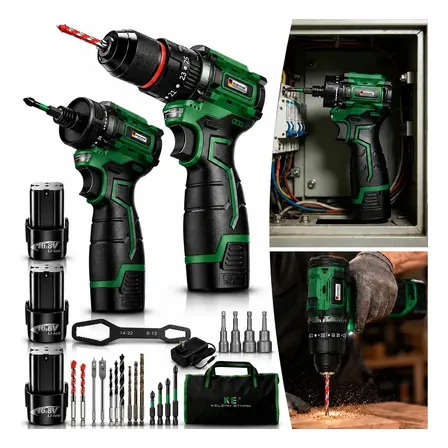 Kit Chave de Impacto e Parafusadeira Kilian Ethan Brushless Com 3 Baterias e Acessórios Profissionais